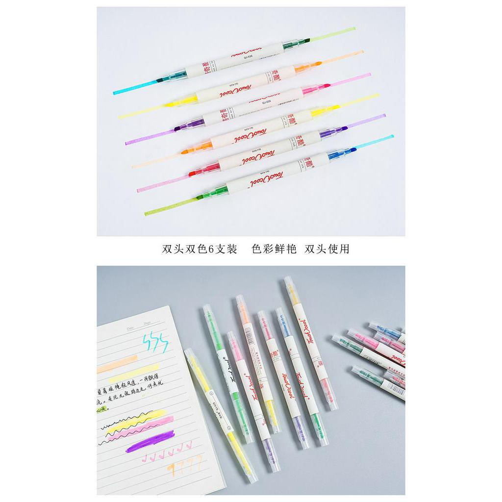 6pcs / Set Spidol 6 Warna Gaya Korea Tahan Lama Untuk Pelajar