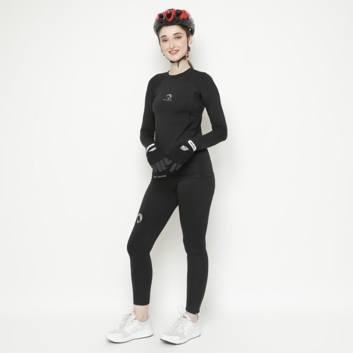 Baju Set Wanita Sepeda / Running Lengan Panjang Waldos Black