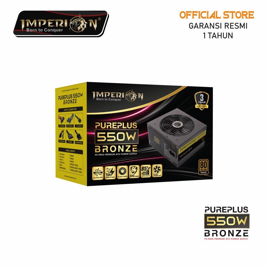 Power Supply Gaming / PSU Imperion Pureplus 550W Bronze Original Imperion Garansi Resmi