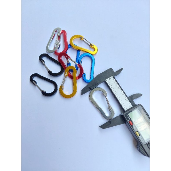 mini carabiner spring lock pipih alumunium alloy material karabiner kecil gantungan kunci serba guna