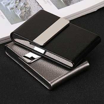 Kotak Bungkus Rokok Elegan Leather Cigarette Case / Kotak Bungkus Rokok Elegan Aluminium Cigarette Case / Tempat Wadah Rokok Keren Mewah Ringan Tidak Mudah Berkarat / Tempat Rokok Murah Original Minimalis Tempat Rokok Unik Murah Keren Case Rokok Custom