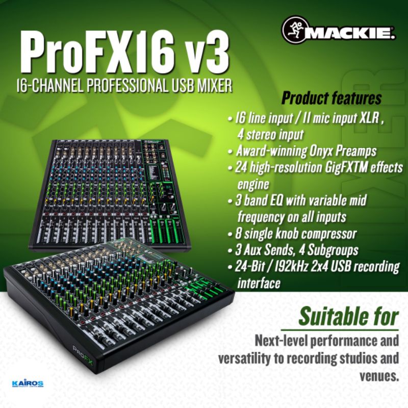 Mackie ProFX16v3 16 Channel Mixer with USB and Effects