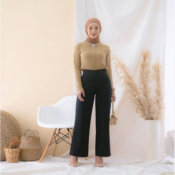 Leon Kullot Scuba Premium / Celana Panjang Kulot Polos Wanita / Celana Panjang Polos Murah Korean Outfit- BV0G-4