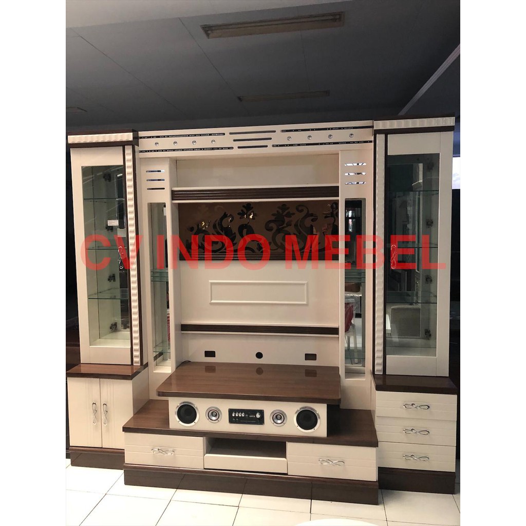 Buffet Tv Speaker Lemari Hias lemari pajangan import mewah kayu mdf Impor Promo Ready Makassar