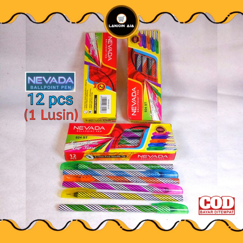 

Termurah 12 pcs/ 1 lusin pena pulpen Nevada/ Ballpoint spin isi 12 pcs Murah