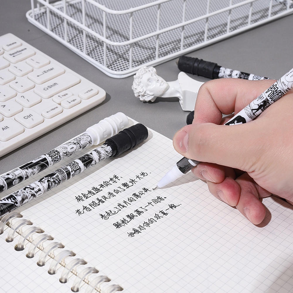 1pc Pulpen Gel Hitam / Putih Desain Anime Kreatif Untuk Stationery Pelajar