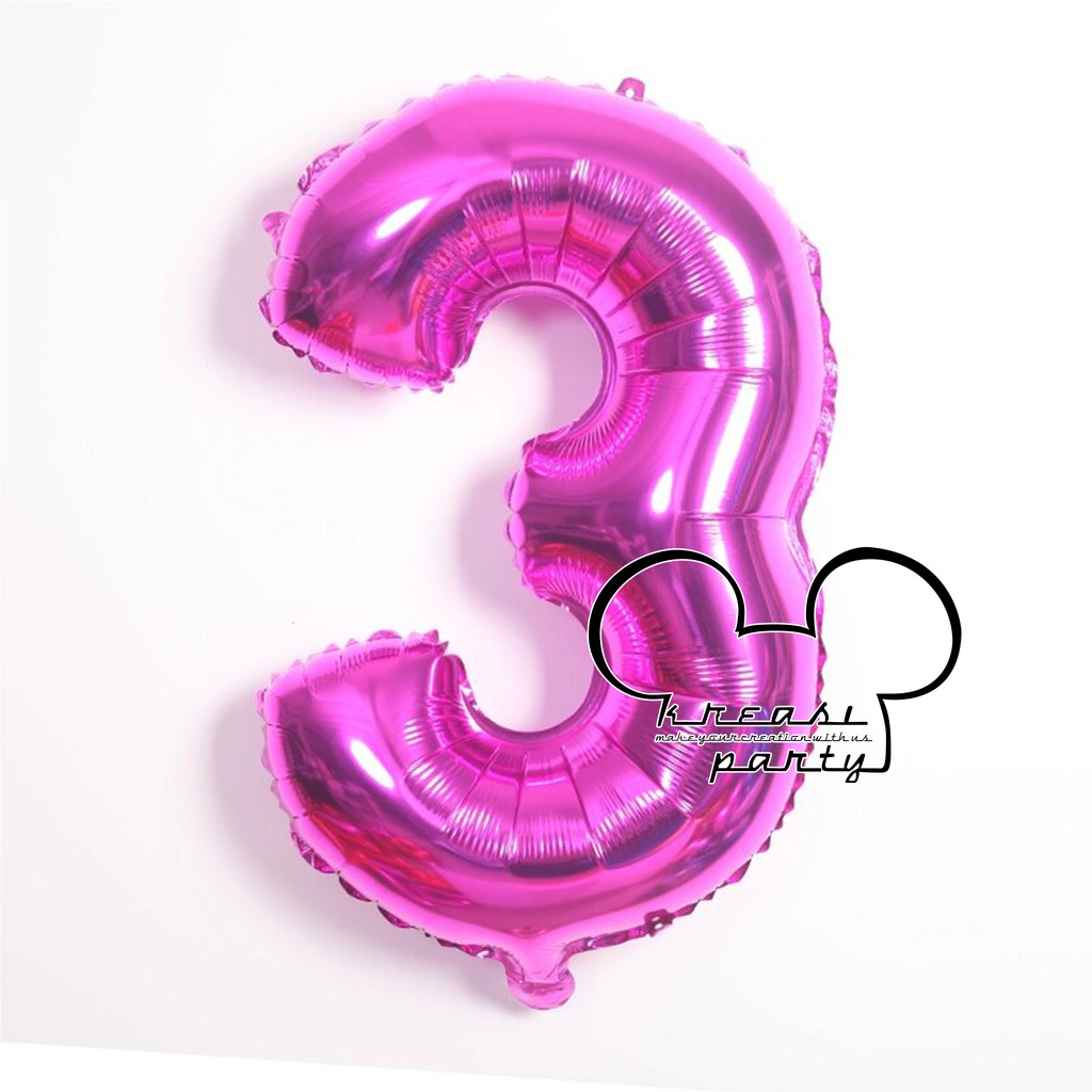Balon Angka Pink 80cm / Balon Angka Jumbo / Balon Foil Angka Jumbo