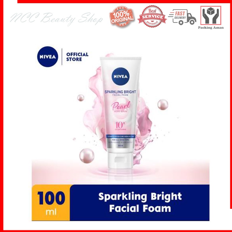 * NCC * Nivea Facial Foam Whip Foam Pembersih Wajah No Skin Dry Out Sparkling Bright 100 ml dan 50 ml