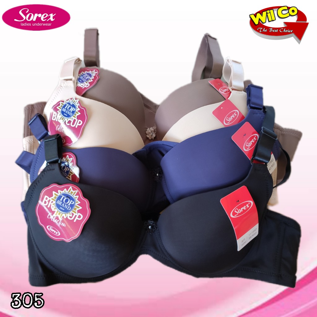 K305 - BRA/BH WANITA SOREX BRA BUSA ADA KAWAT CUP BESAR 38D - 44D TIGA PENGAIT LEMBUT DIKULIT