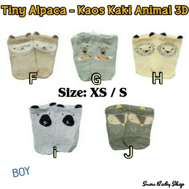 Tiny Alpaca Kaos Kaki Bayi / Anak Animal 3D