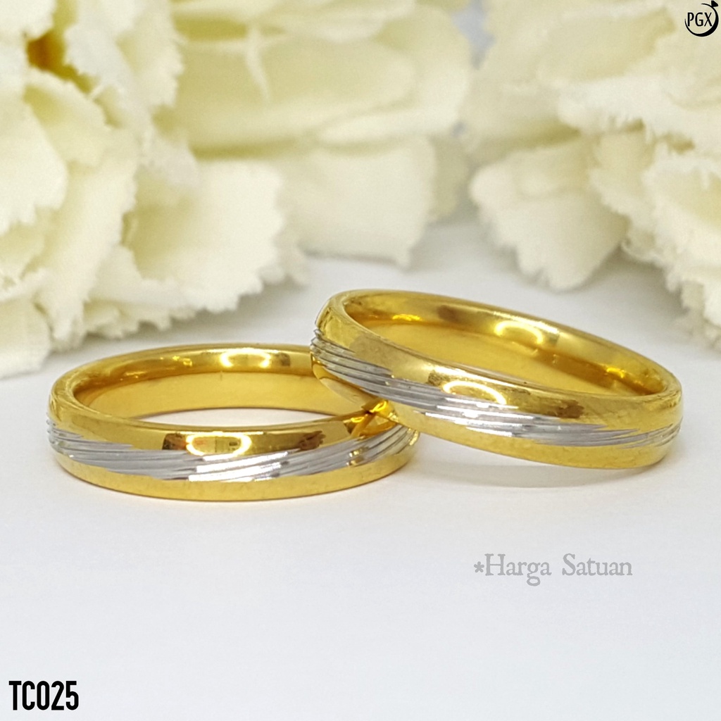 PGX Cincin Titanium Couple Silver Aksesoris Fashion Perhiasan Anti Karat - TC025