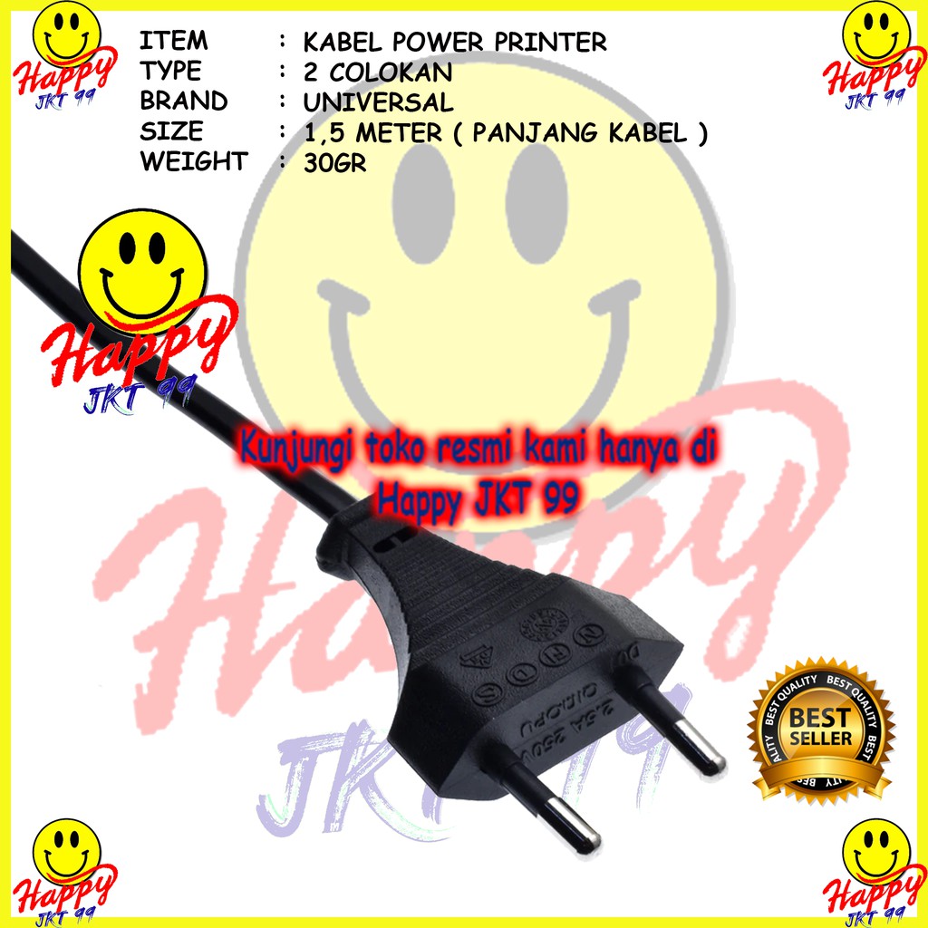 [ HAPPY JKT 99 ] KABEL POWER PRINTER 1.5M 1.5 M ORIGINAL