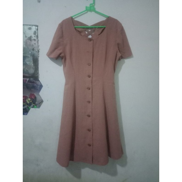 PL dress vintage full kancing premium