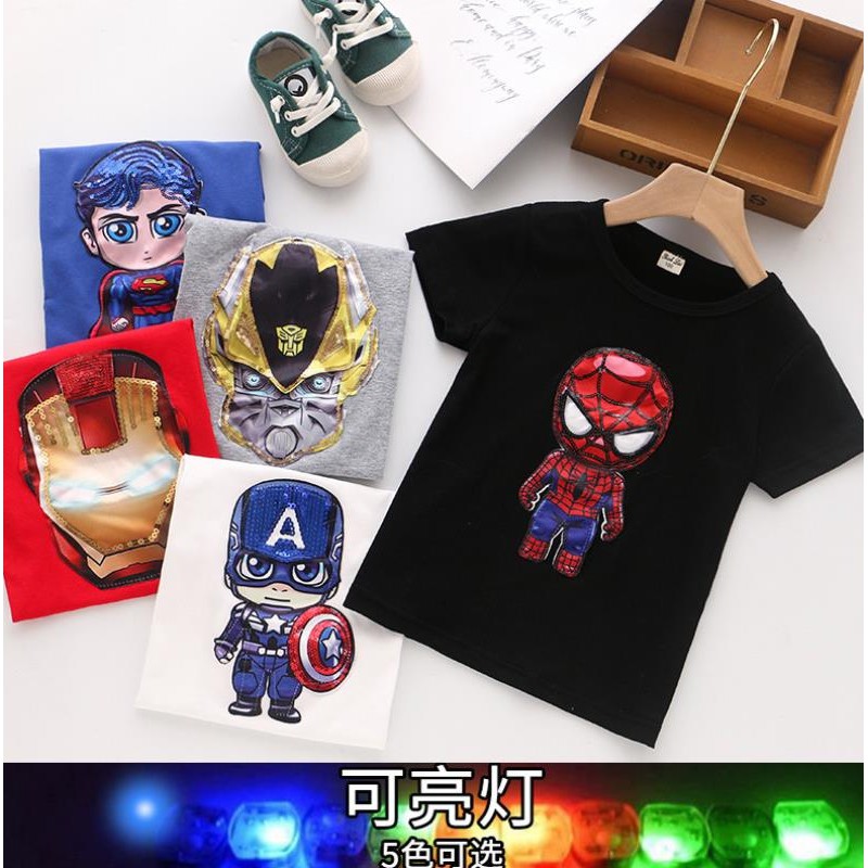 Baju LED Superhero Anak Cowok Baju Lampu Menyala Import