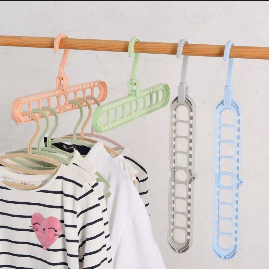 Magic hanger gantungan 9 lubang multifungsi plastik - 1 buah (warna acak)