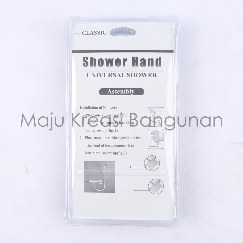 Jet Shower Set Classic PVC Plastik Semprotan Kepala Cebok Kamar Mandi Putih Bidet Shisuka Star Classic