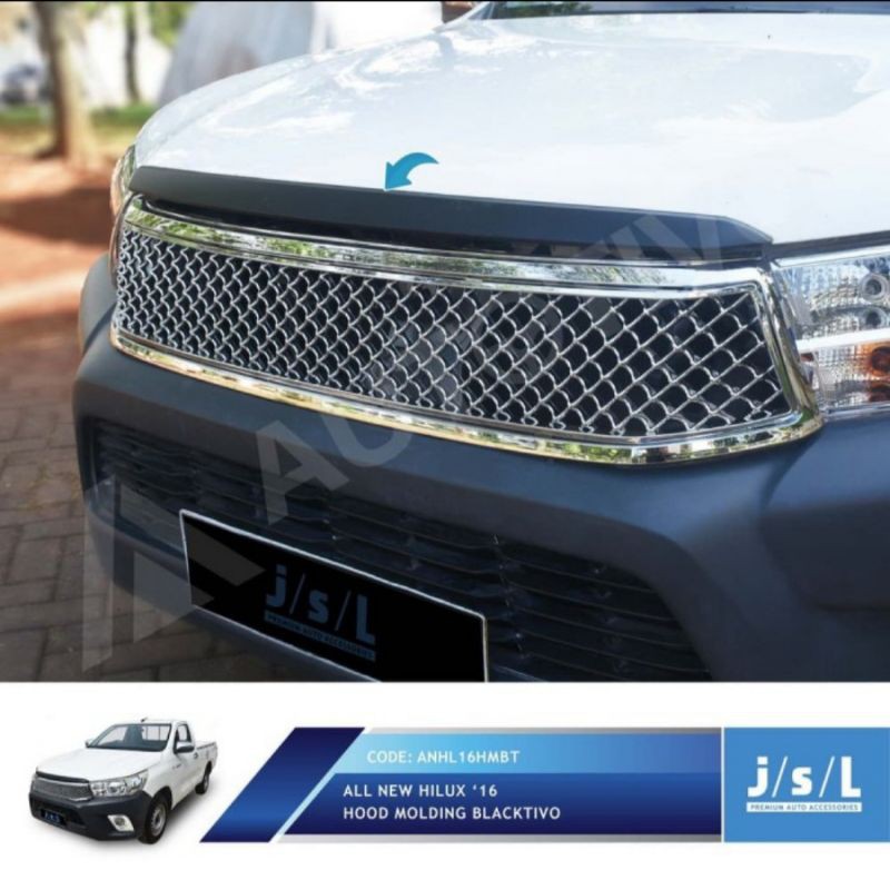 List kap mesin Toyota all new Hilux/ hood molding Chrome &amp; Hitam   jsl