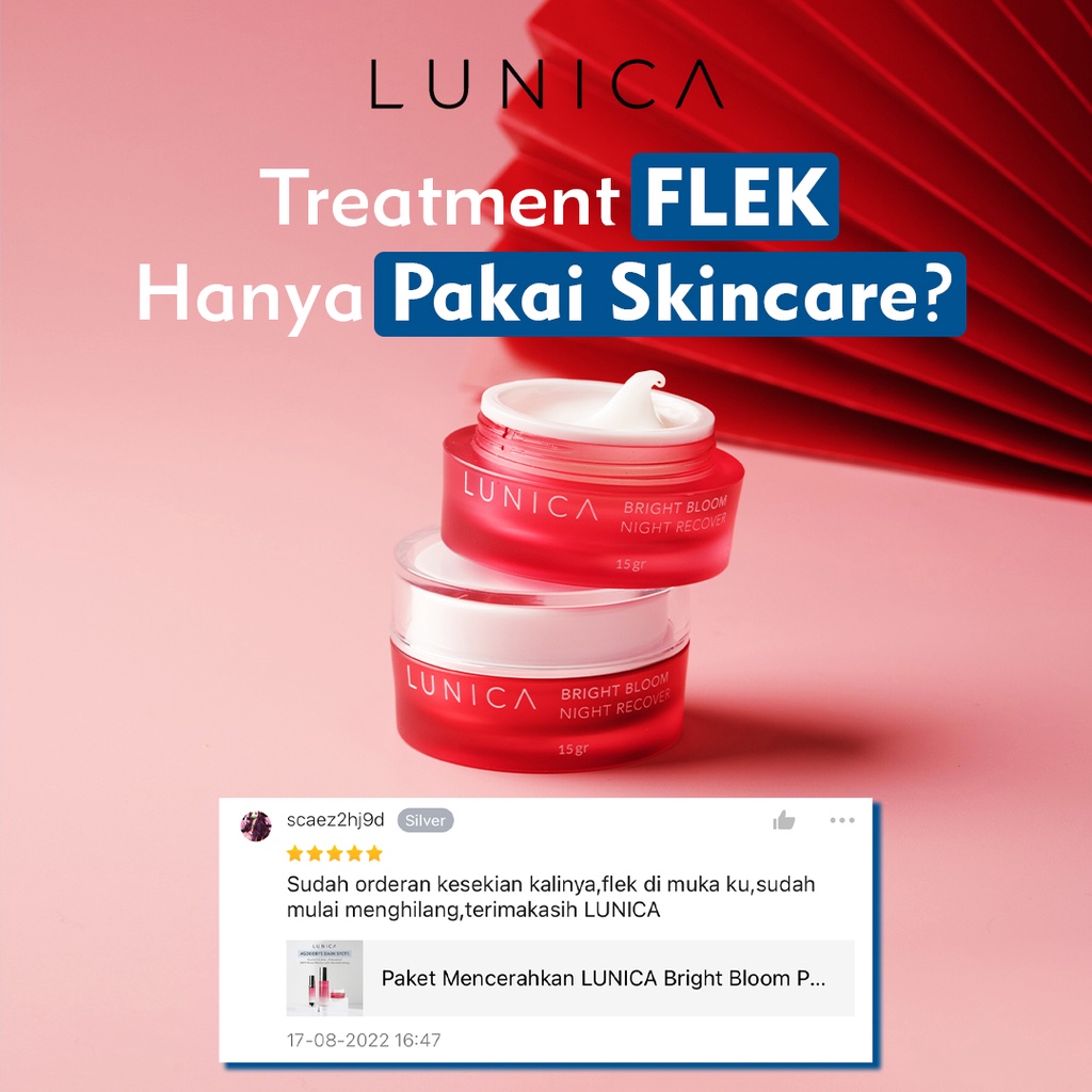 Advanced Nano Cream LUNICA Bright Bloom - Night Recover Menghilangkan Flek Hitam, Melasma, Bekas Jerawat Night Cream BPOM Krim Malam Pemutih Wajah Penghilang Flek Hitam Glowing Ampuh