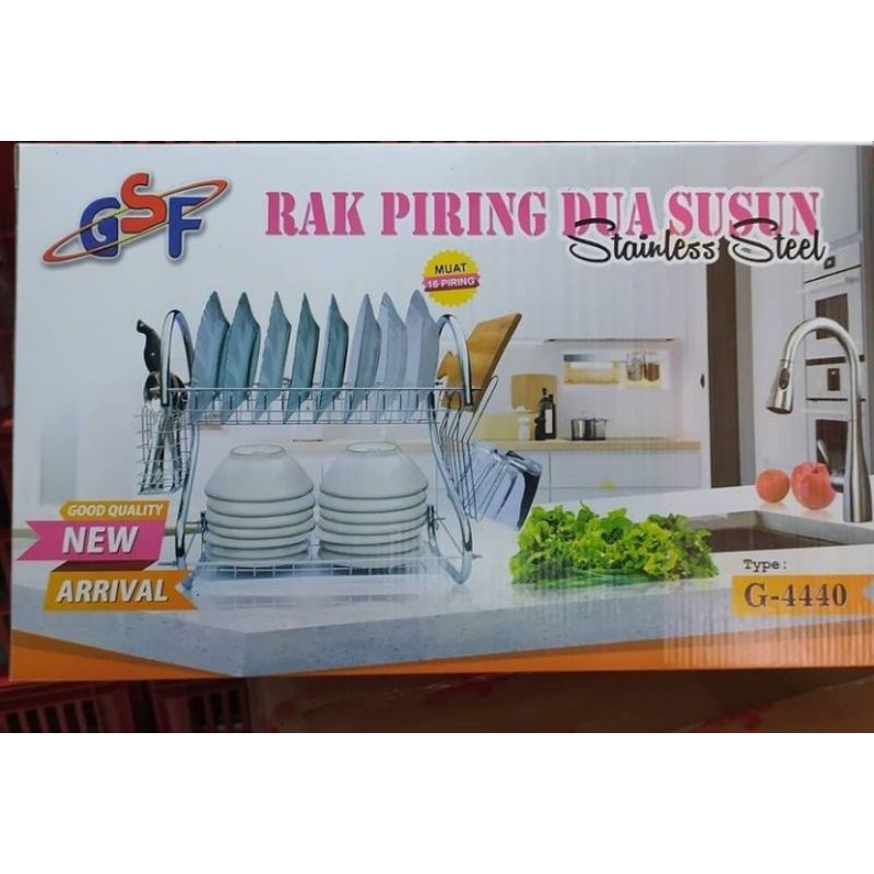 Rak piring stainless 2 susun