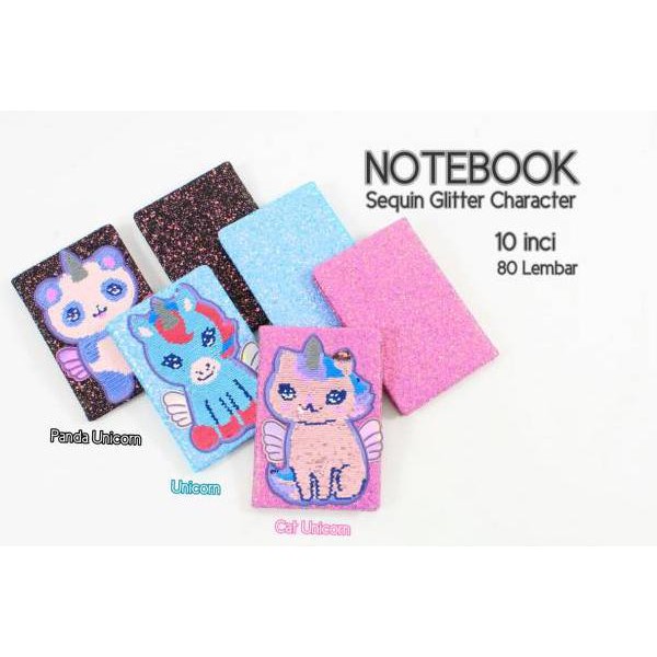 

BUKU DIARY BOOK RAINBOW SEQUIN FLIP / FURRY UNICORN BULU (ART. 6427)