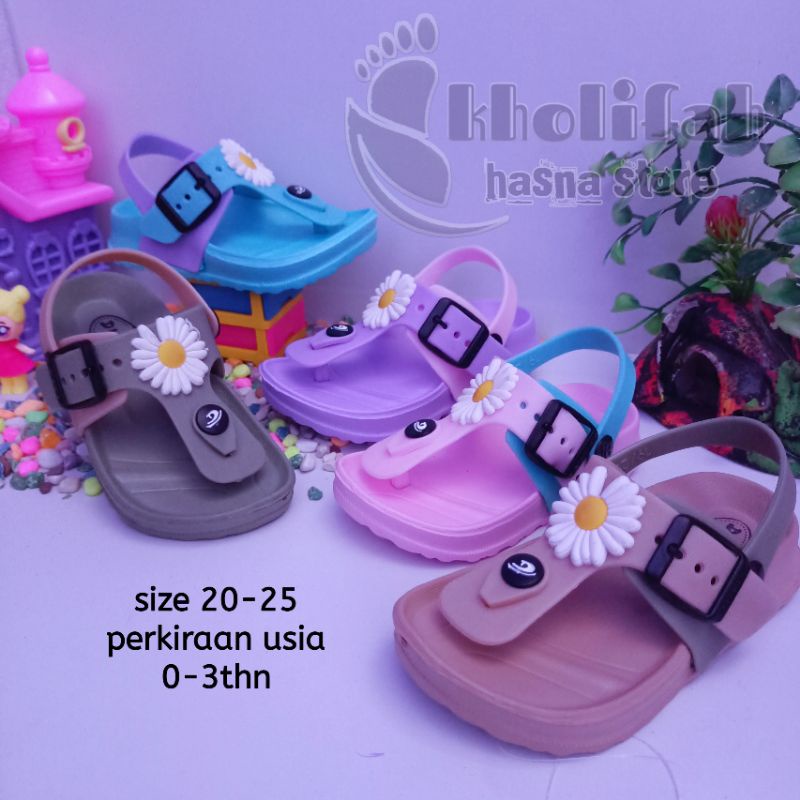 SANDAL JEPIT TALI BELAKANG BUNGA ANAK PEREMPUAN USIA 0-3THN DULUX 213E-CW