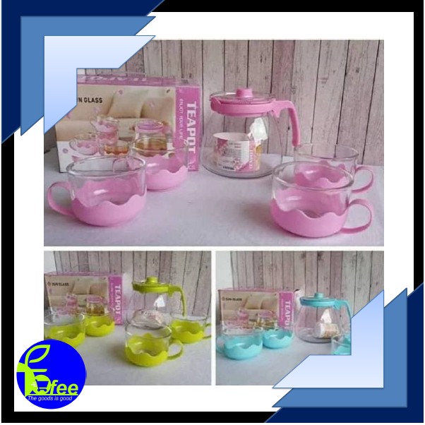 [IMPORT] - Set Teapot Cantik 5in1 Bahan Kaca