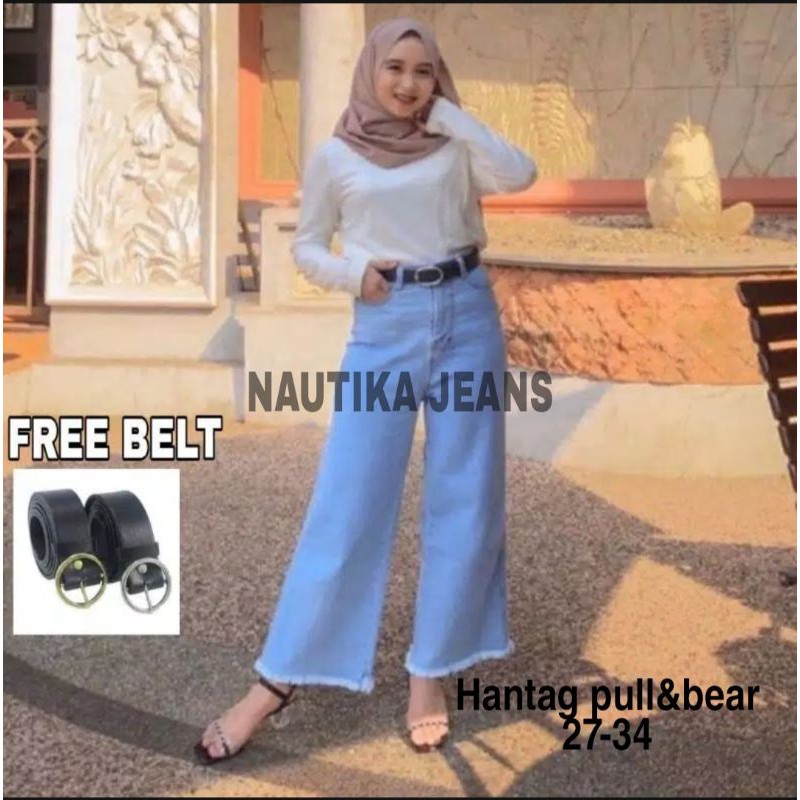 HIGHT WAIST KULOT JEANS PANJANG PREMIUM //FREE BELT RAWIS
