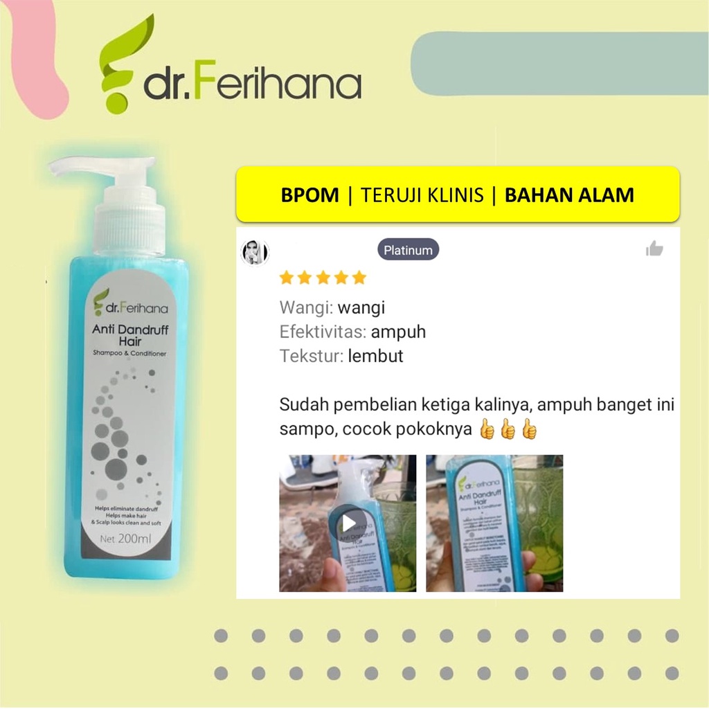 SHAMPOO DAN CONDITIONER ANTI DENDRUFF HAIR DR. FERIHANA SKINCARE