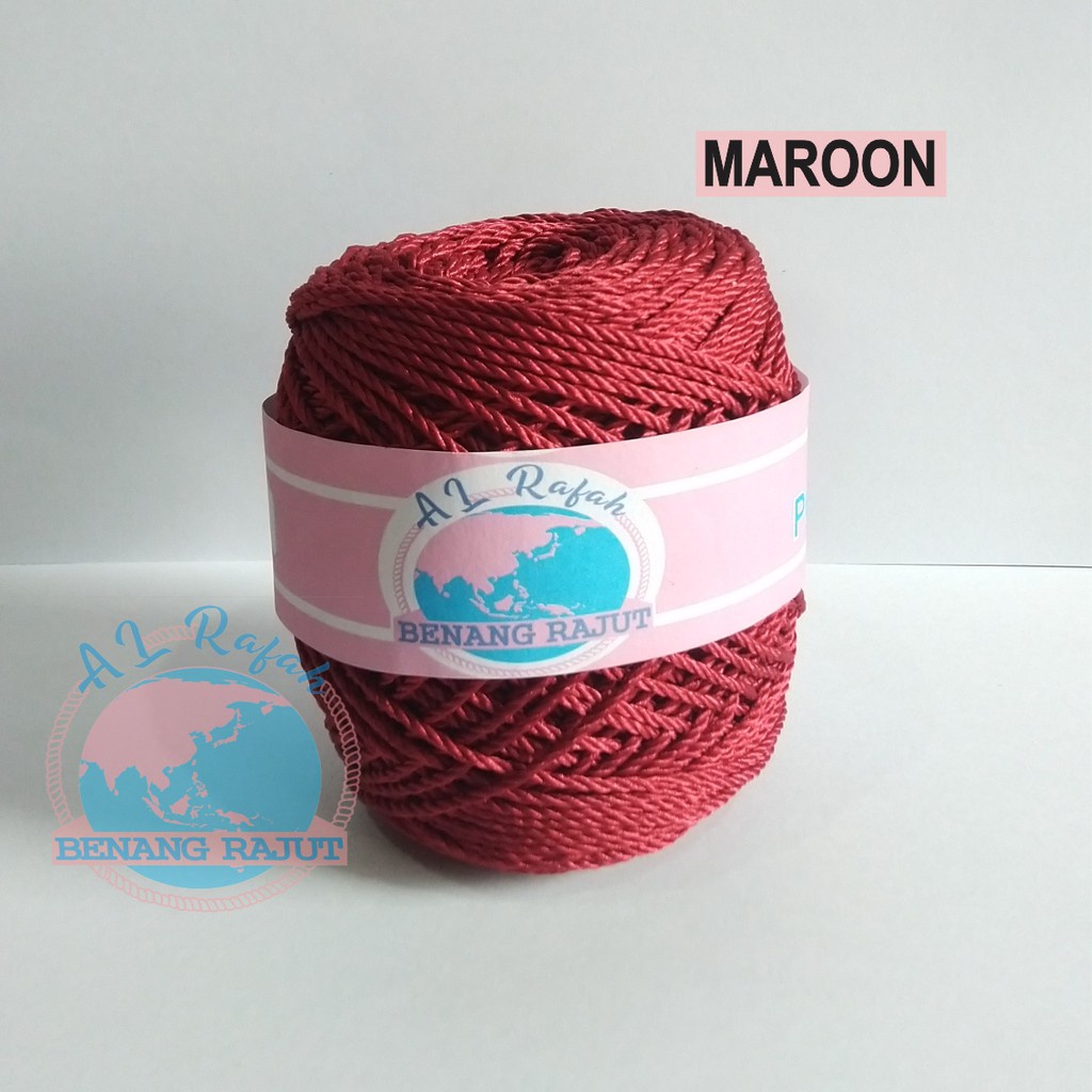 ALRAFAH - Benang Rajut Poly kilap/ Polyester d27/ Poly Maroon