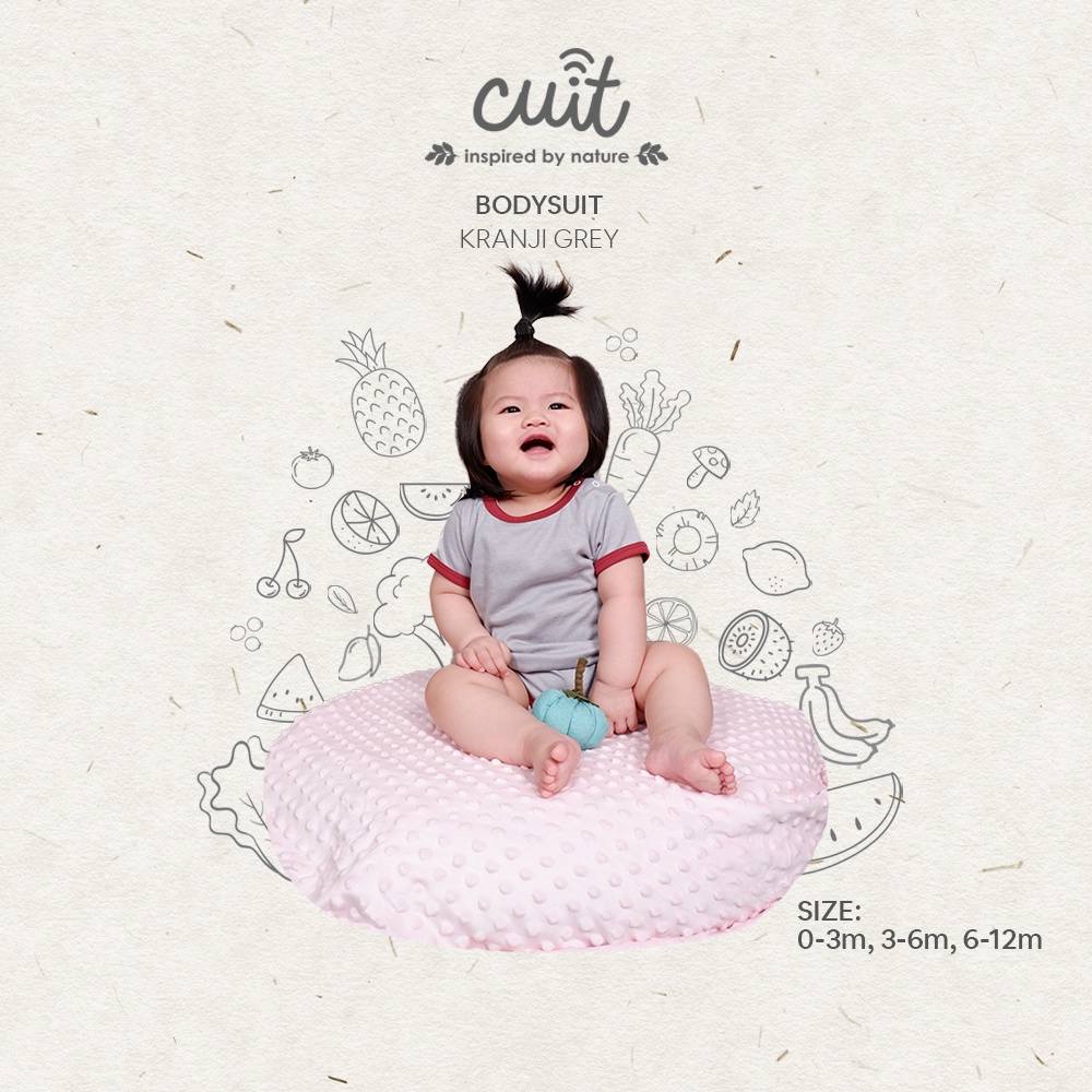 Cuit Babywear Inu Bodysuit Polos Lucu Bayi Unisex Furutsu Series - 0-3 3-6 6-12 bulan