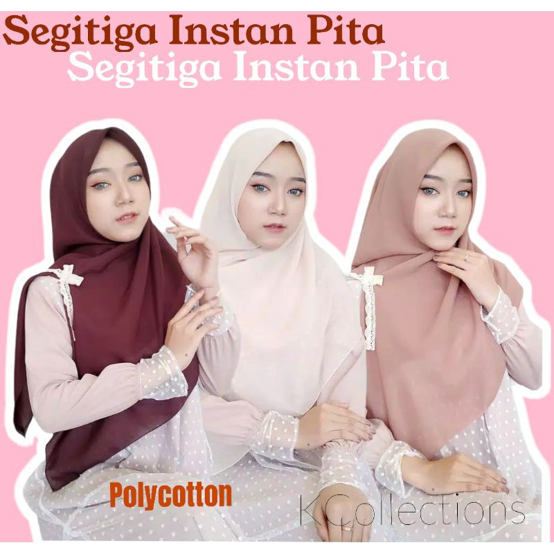 Hijab Segi Empat Instan Pita Renda / Hijab Viona Instan Pita