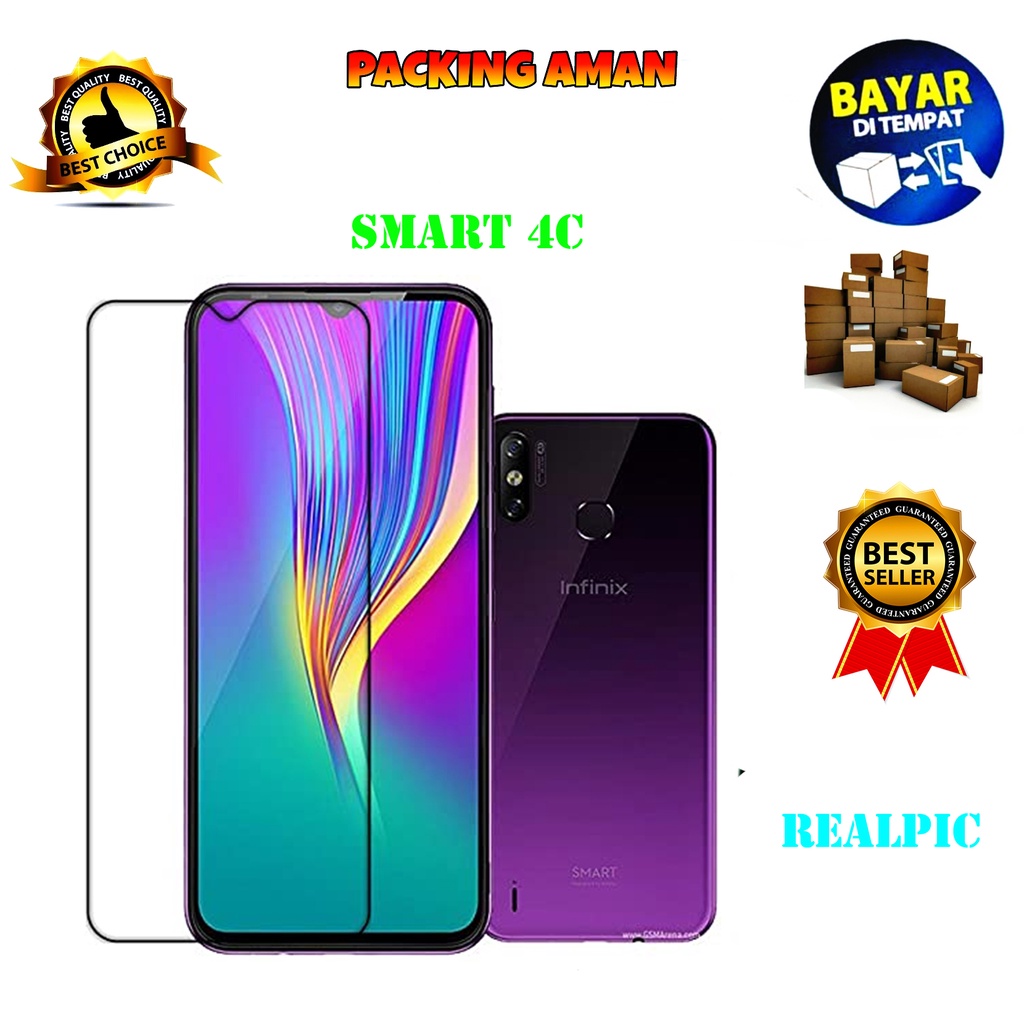 Tempered Glass Infinix Smart 4C Full Cover / Full Screen Protector Anti Gores