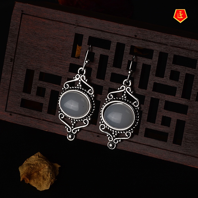 [Ready Stock]Moonstone Vintage Punk Style Ear Studs