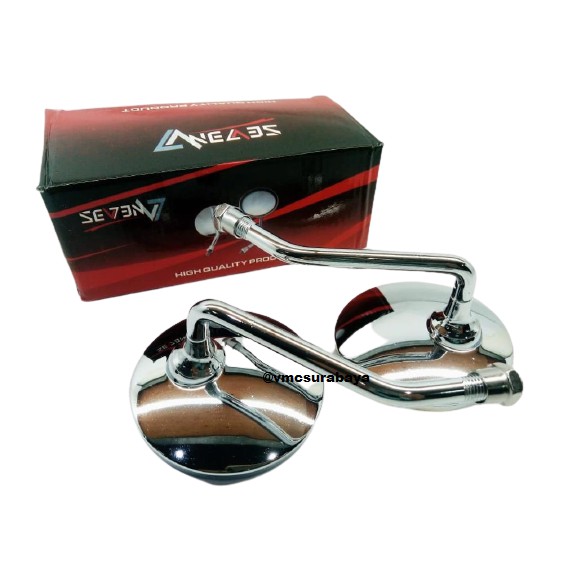 SPION MOTOR VARIASI RETRO BULAT MINI  HND CROME HITAM KACA CEMBUNG