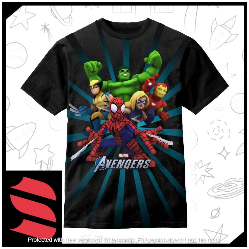 Baju Kaos Anak Avengers Team Marvel - Marvel Avengers