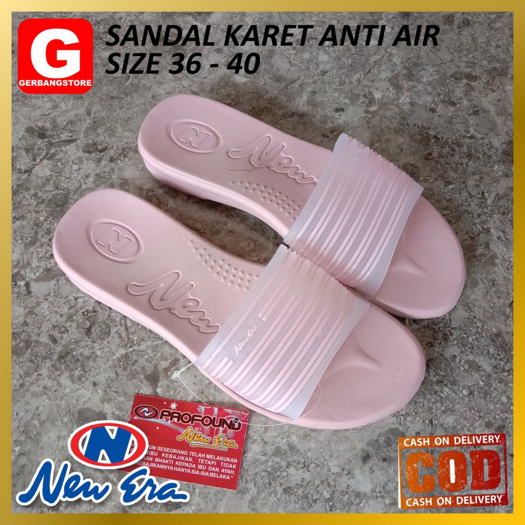 Sandal Karet Untuk Wanita / Cewek New Era Profound Size 36 Sampai 40 Anti Air { LBE 15989 BSR }