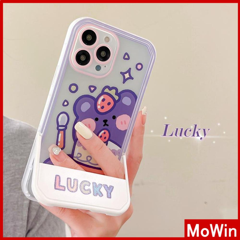 iPhone Case Acrylic Invisible Folding Stand Silicone Soft Case Airbag Shockproof Camera Cover Bear Cute Cartoon Compatible For iPhone 11 Pro Max 13 Pro Max 12 Pro Max 7Plus XS Max