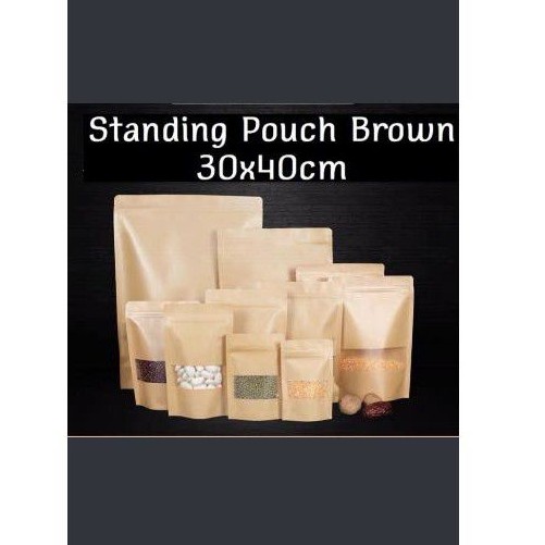 KRAFT STANDING POUCH WATERPROOF UKURAN BESAR 30x40cm 10pcs