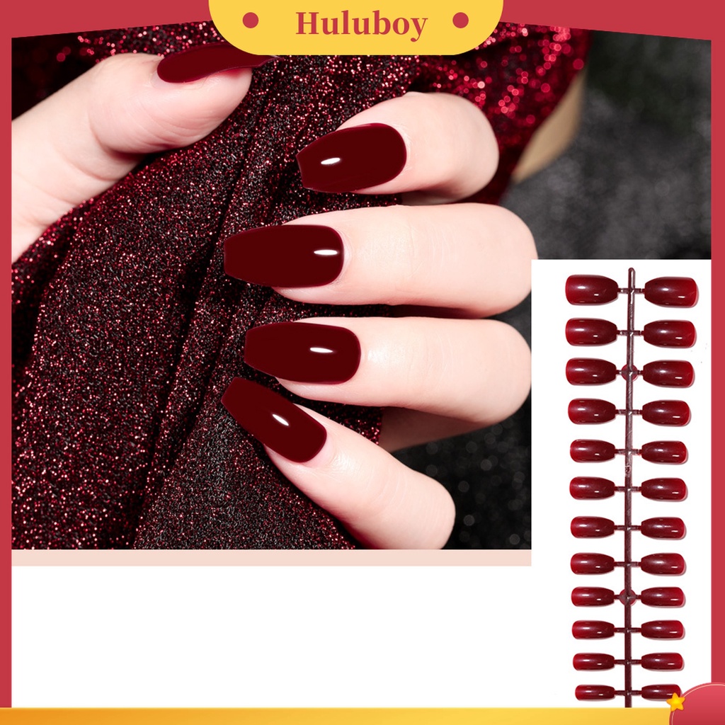 Huluboy Huluboy♡ 24pcs / Lembar Kuku Palsu Buatan Bahan Plastik Tahan Gores Tahan Jatuh Untuk Profesional