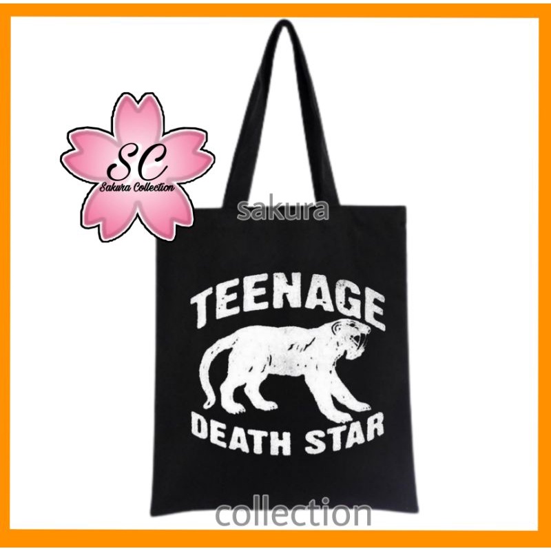 TOTE BAG TEENAGE DEATH STAR / TOTEBAG RESLETING BAND METAL MUSIK HEAVY ROCK HITAM / TAS PRIA WANITA