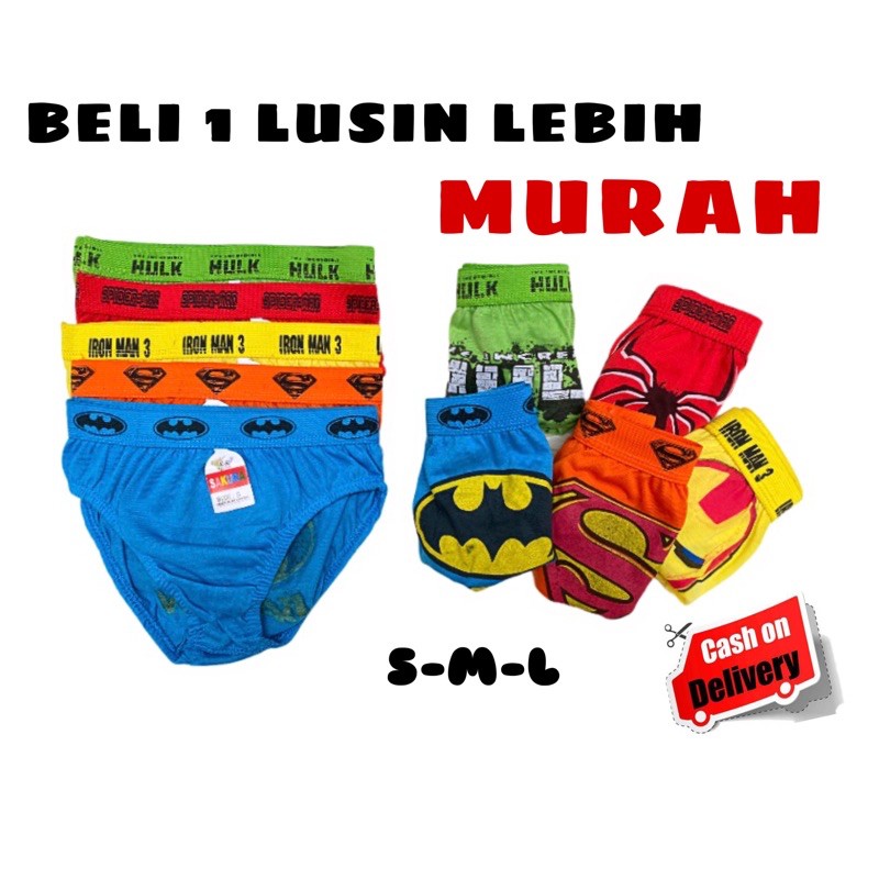 (BISA COD) 1 LUSIN CD CELANA DALAM ANAK LAKI LAKI AVENGERS/CD BOXER ANAK COWOK AVENGERS 2 3 4 5 TH