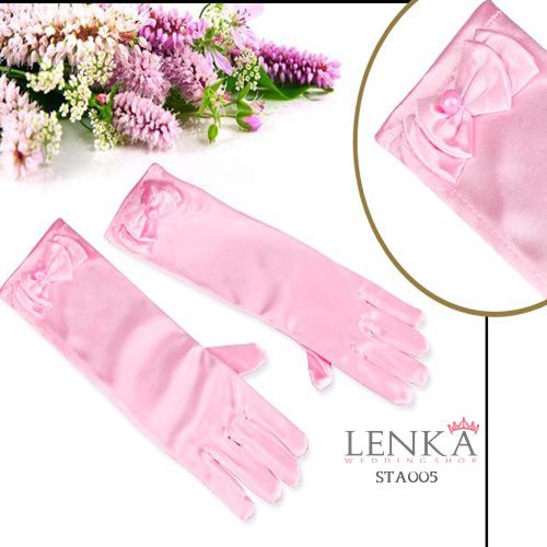 [STOK TERBATAS] SARUNG TANGAN PESTA ANAK PINK PANJANG PITA GLOVES STA005