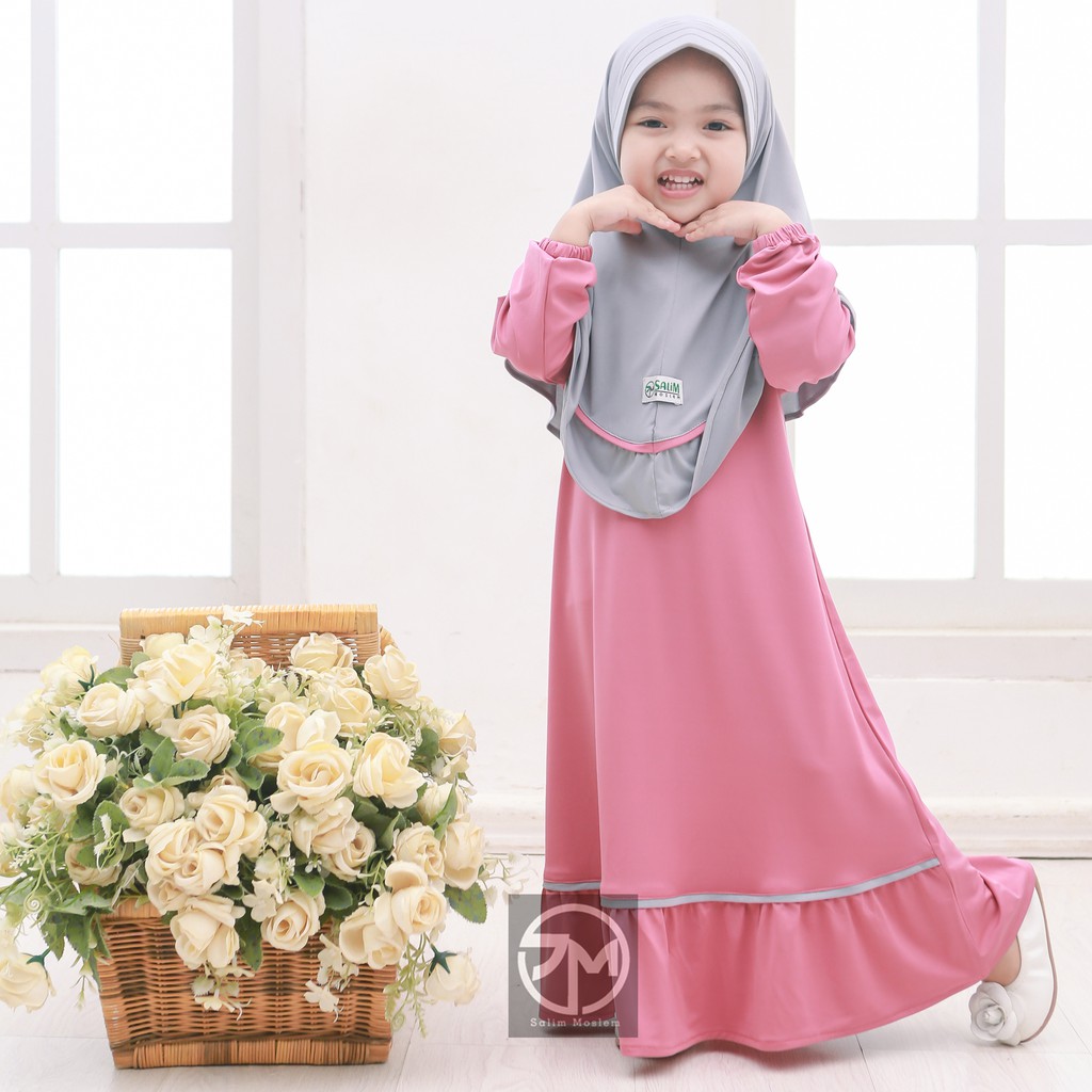 Salim moslem -Gamis anak perempuan / Baju muslim anak perempuan SET usia 1-8 tahun &quot;Model4&quot;