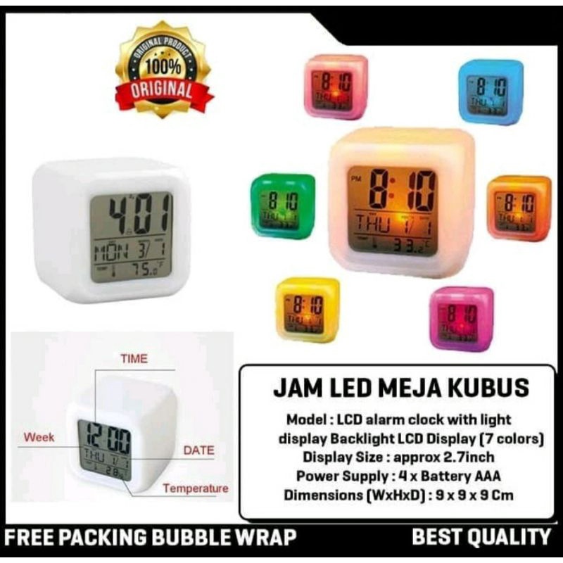 [BISA COD] Jam Meja Alarm LED Digital Clock berubah 7 warna