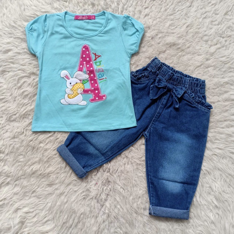 Baju Bayi Kaos Jeans set