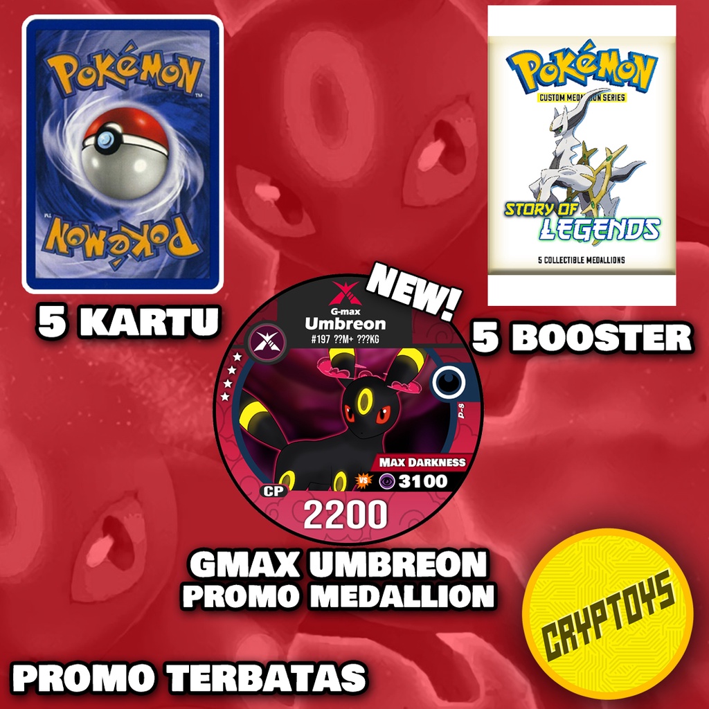 GMAX Umbreon Promo Set SERIES 2 Medallion kustom Kartu pokemon TCG Indonesia series story of legends
