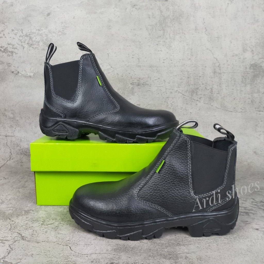 Sepatu Safety Boots Pria Kulit Sapi Asli Septi Ujung Besi Sepatu Sefty Cowok Sefti Proyek