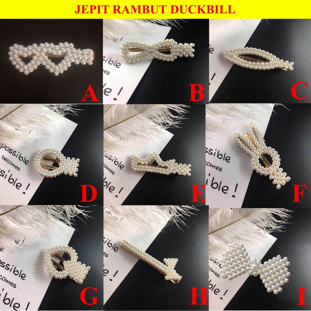 TJM VZ163 / 164 / 159 Fasion Jepit Rambut Hairclip Kode Model Dengan Mutiara Gaya Korea Untuk Wanita Hairpin Duckbill