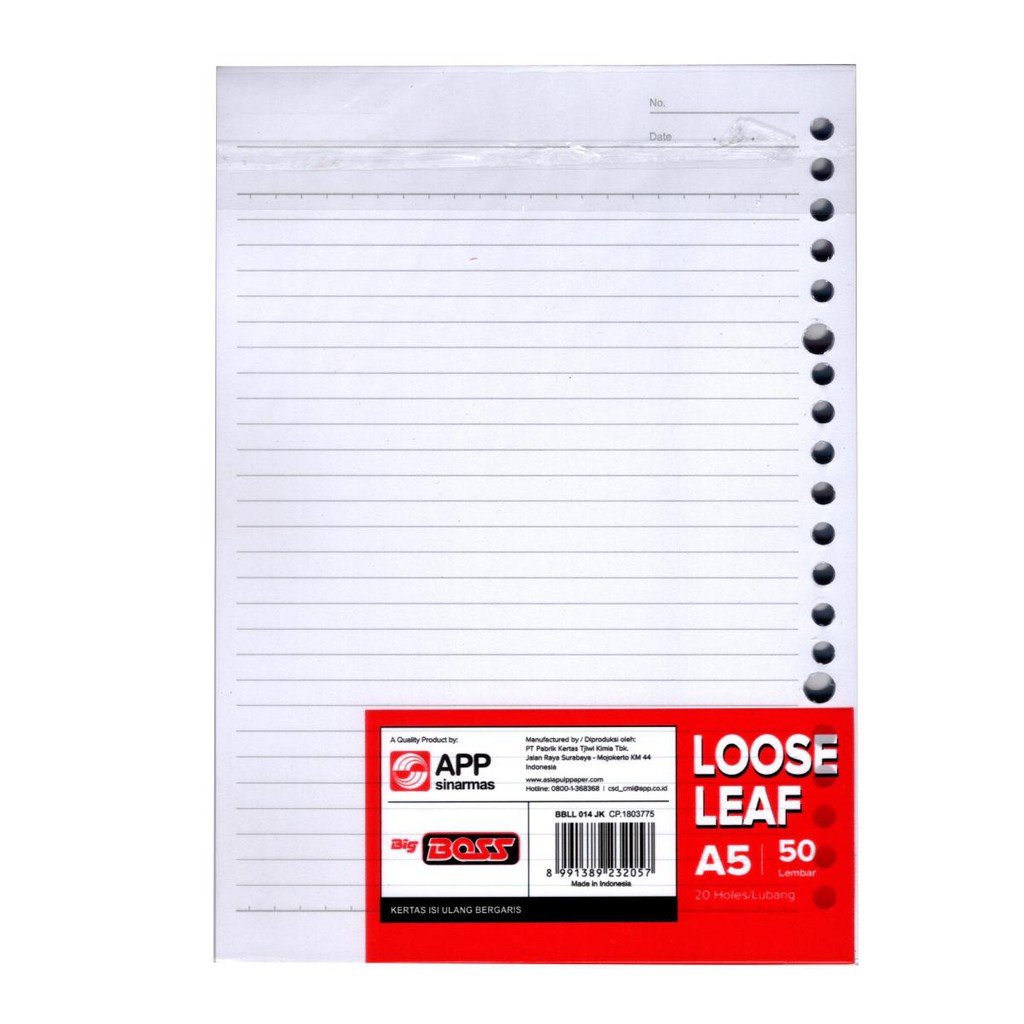 

LOOSE LEAF BIG BOSS 50-A5 PUTIH GARIS