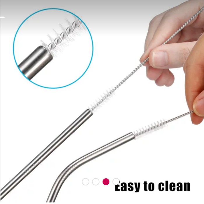 Sedotan 3 in 1 Stainless Bisa Di Cuci Besi Metal dengan sikat Pipet Straw WARNA 5 in1 SEDOTAN BOBA Kantong tas Pouch